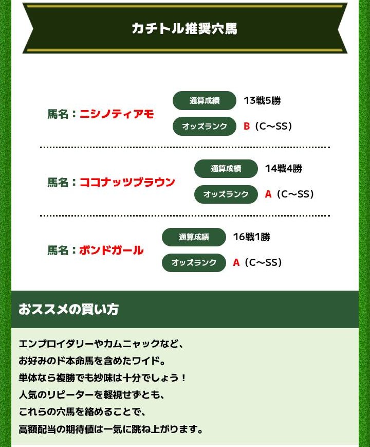 カチトルの重賞攻略予想
