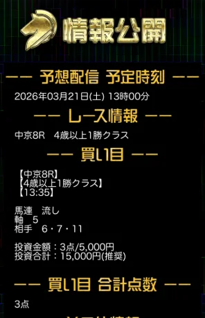 競馬レインボーの無料情報買い目